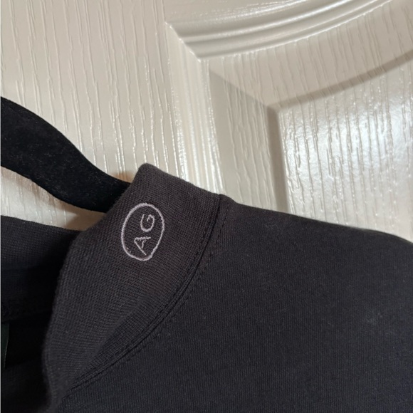 AG Adriano Goldschmid black short sleeve mock turtleneck Pima cotton large - Picture 6 of 10